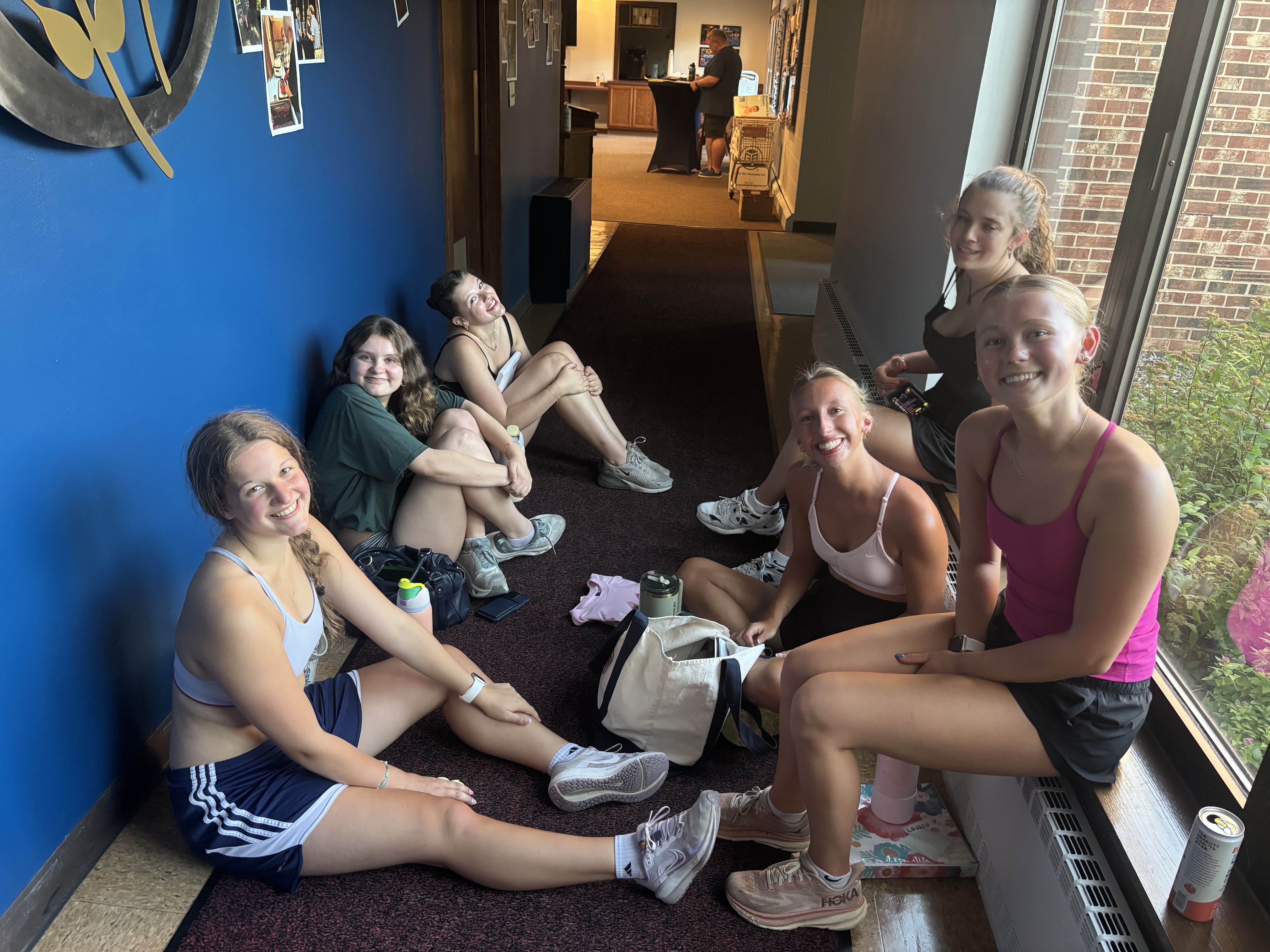 Actors socializing at rehearsal